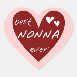 Red Heart Best Nonna Ever T - Shirt Geschenke Herz-Aufkleber