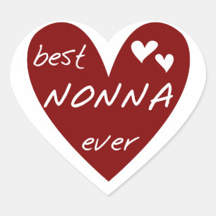 Red Heart Best Nonna Ever T - Shirt Geschenke Herz-Aufkleber