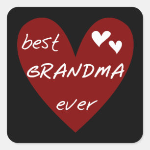 Red Heart Best Oma Ever T - Shirt Geschenke Quadratischer Aufkleber