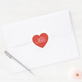Red Heart Best Wishes Modern Minimalist. Quadratischer Aufkleber