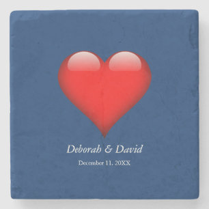 Red Heart Blue Moderne Minimalistische Hochzeit Steinuntersetzer