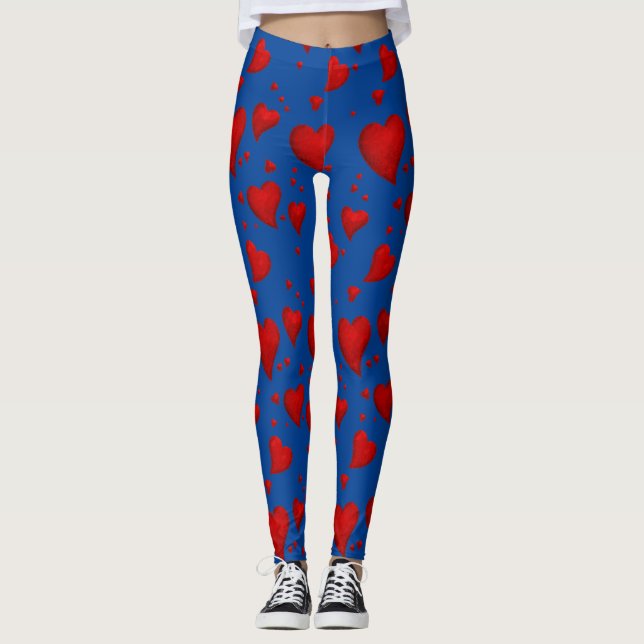 Red Heart Christmas Merry Xmas Willkommen 2022 Blu Leggings (Vorderseite)