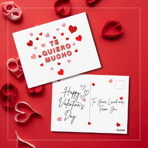 Red Heart Confetti Te Quiero Mucho 3d Letters Postkarte