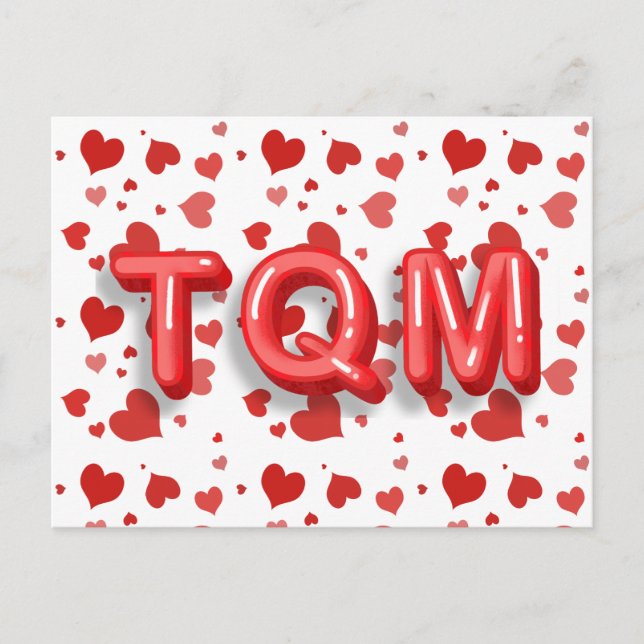Red Heart Confetti TQM 3D Briefe Postkarte (Vorderseite)