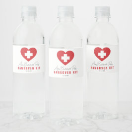 Red Heart Cross Hangover Kit Wasser Flaschen Label