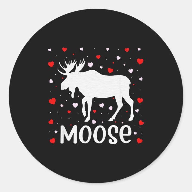 Red Heart Cud Love Graphic Moose Lover Valentine D Runder Aufkleber (Vorderseite)