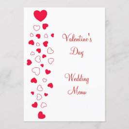 Red Heart Design Valentinstag Wedding Menükarte