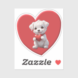 red heart dog aufkleber