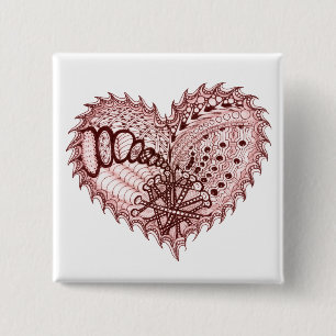 Red Heart Fire Doodle Button