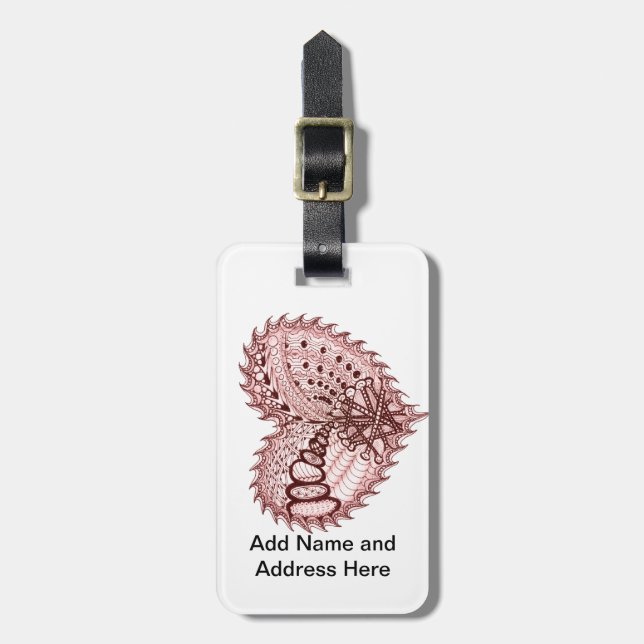 Red Heart Fire Doodle Gepäckanhänger (Vorderseite vertikal)