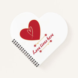 Red Heart Floral Design – “Love Lives Here” Notizbuch