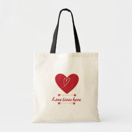 Red Heart Floral Design – “Love Lives Here” Tragetasche