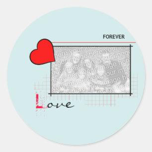 Red Heart Forever Love Foto Runder Aufkleber