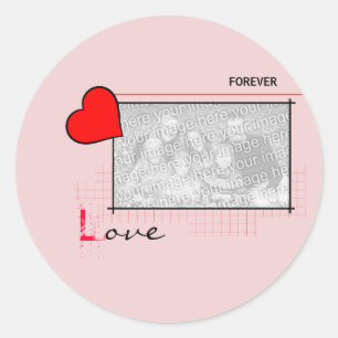Red Heart Forever Love Foto Runder Aufkleber