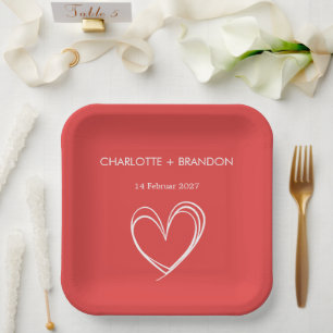 Red Heart Form Personalisieren Sie den Namen und d Pappteller