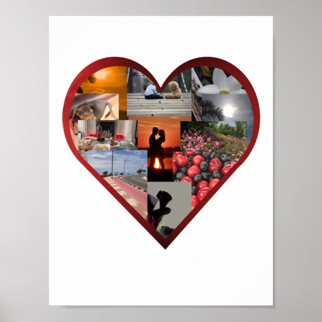 Red Heart Frame Photo Collage Poster (Vorne)
