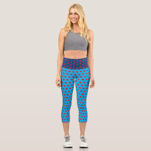 Red Heart Girly Fun Balloon Muster Blue Chic Capri Leggings