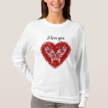 Red heart glitter butterfly