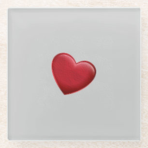 Red Heart Gray Trendy Liebe Wedding Glasuntersetzer