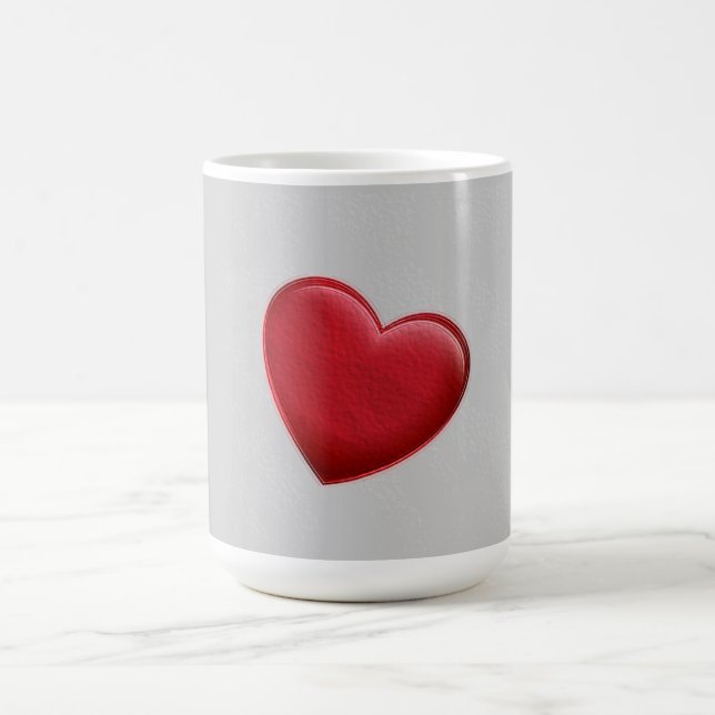 Red Heart Gray Trendy Liebe Wedding Kaffeetasse (Mittel)