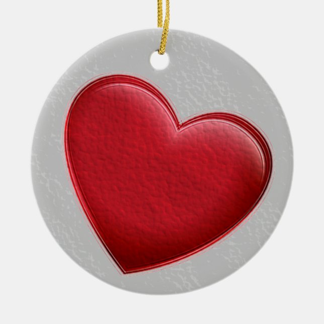 Red Heart Gray Trendy Liebe Wedding Keramik Ornament (Vorne)