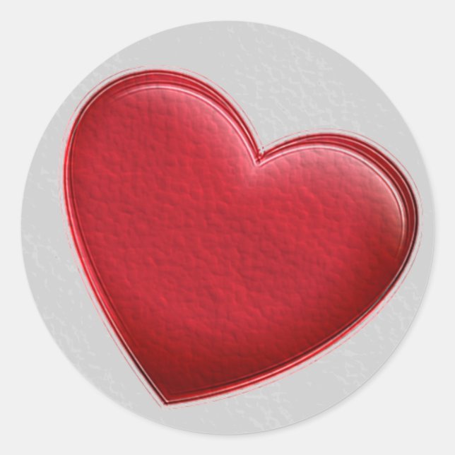 Red Heart Gray Trendy Liebe Wedding Runder Aufkleber (Vorderseite)