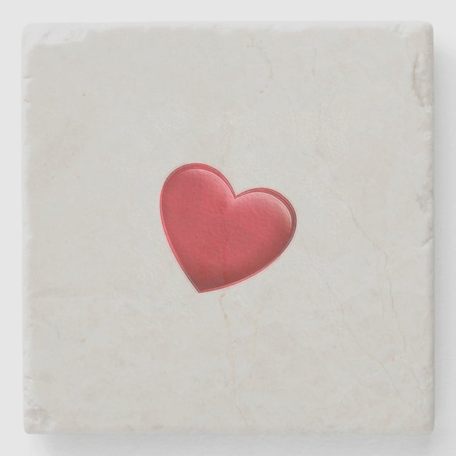 Red Heart Gray Trendy Liebe Wedding Steinuntersetzer (Vorderseite)