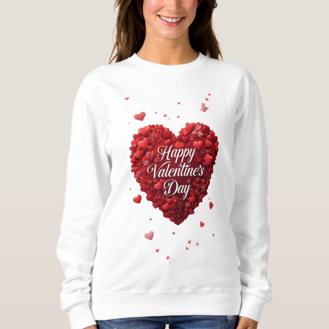 Red Heart Happy Valentine’s Day Romantic Gift Sweatshirt (Vorderseite)