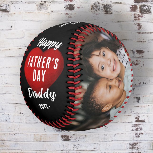Red Heart Happy Vater's Day Daddy 2 Foto Collage Baseball (Von Creator hochgeladen)