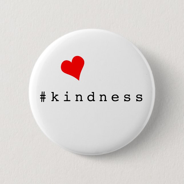 Red Heart Hashtag Kindness Erinnerung Button (Vorderseite)