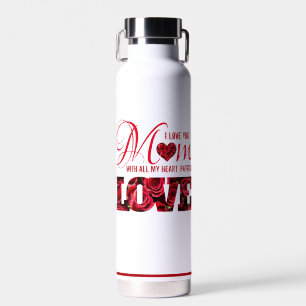Red Heart I Liebe You Mama Floral Mothers Day Trinkflasche