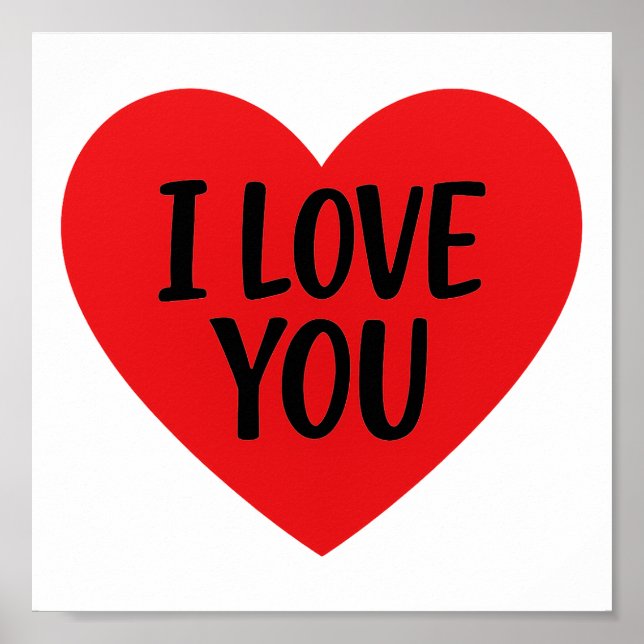 Red Heart “I LOVE YOU” – Romantic Minimalist Desig Poster (Vorne)