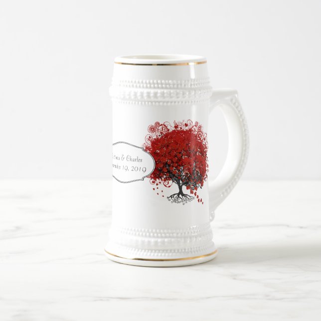 Red Heart Leaf Tree Bierglas (VorderseiteRechts)