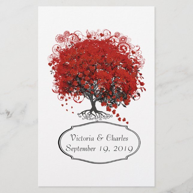 Red Heart Leaf Tree Briefpapier (Vorderseite)