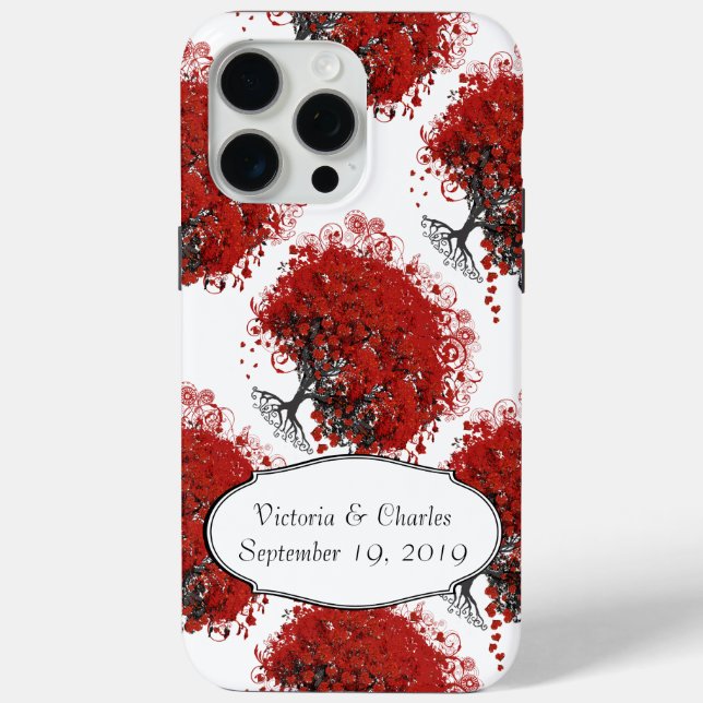 Red Heart Leaf Tree Case-Mate iPhone Hülle (Rückseite)