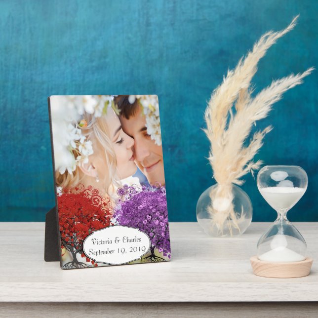 Red Heart Leaf Tree Fotoplatte (Seite)