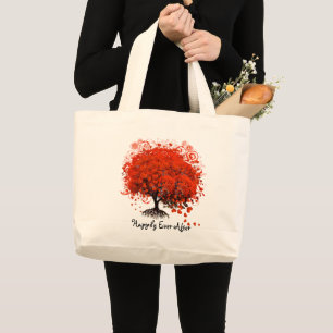 Red Heart Leaf Tree Honeymoon Beach Bag Jumbo Stoffbeutel