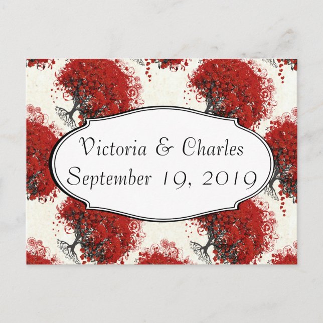 Red Heart Leaf Tree Postkarte (Vorderseite)