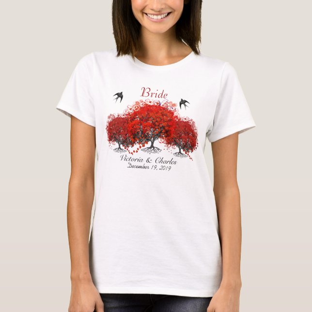 Red Heart Leaf Tree T-Shirt (Vorderseite)