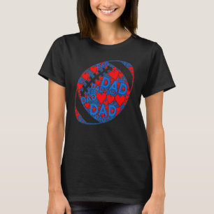 Red Heart Liebe Blue Vater Football Ball Daddy Fat T-Shirt