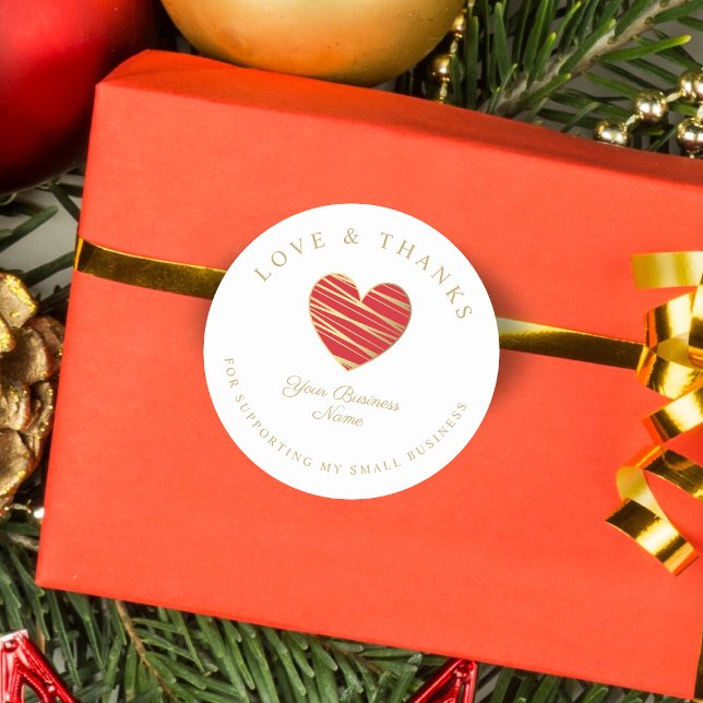 Red Heart Liebe & dank Unterstützung für kleine Un Runder Aufkleber (Von Creator hochgeladen)