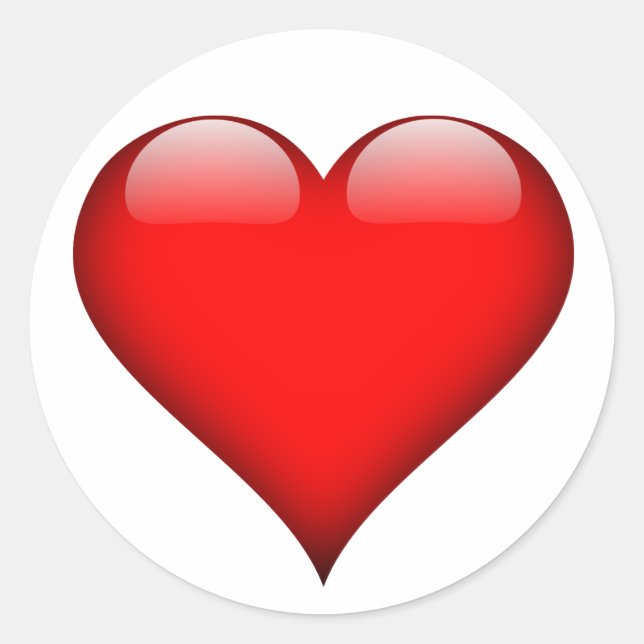 Red Heart Liebe Runder Aufkleber (Vorderseite)
