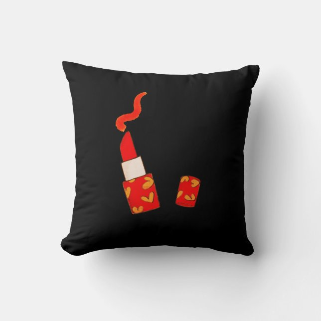 Red Heart Lipstick Pop Art Design Kissen (Vorderseite)