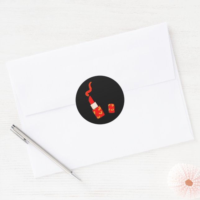 Red Heart Lipstick Pop Art Design Runder Aufkleber (Umschlag)