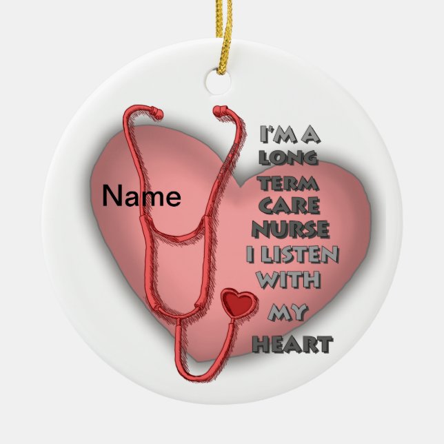 Red Heart Long Term Care Nurse Keramik Ornament (Vorne)