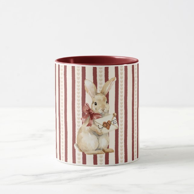Red Heart Love Bunny Rabbit Tasse (Zentrum)