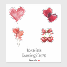 Red Heart Love Burning Flame Aufkleber