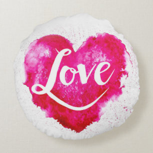 Red Heart Love Round Coussin
