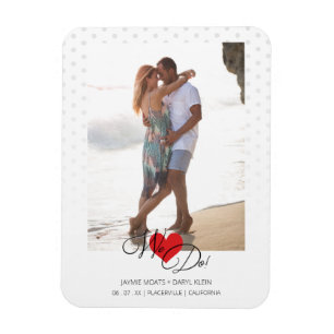 Red Heart machen wir Zitat Polka Dots Foto Hochzei Magnet