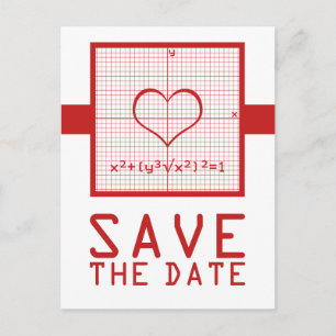 Red Heart Math Graph Save the Date Postcard Ankündigungspostkarte